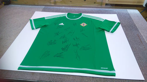 framed signed northern ireland football shirt